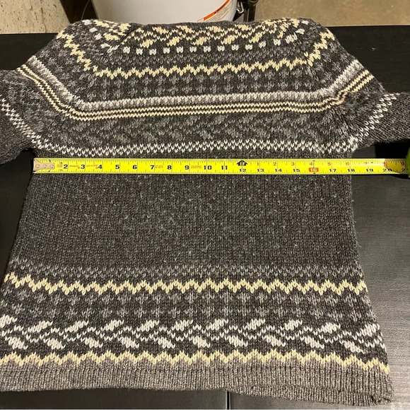 Vintage Women's S Sweater Fair Isle Wool Blend Mock Neck Zipper Cozy Grey - Picture 5 of 6